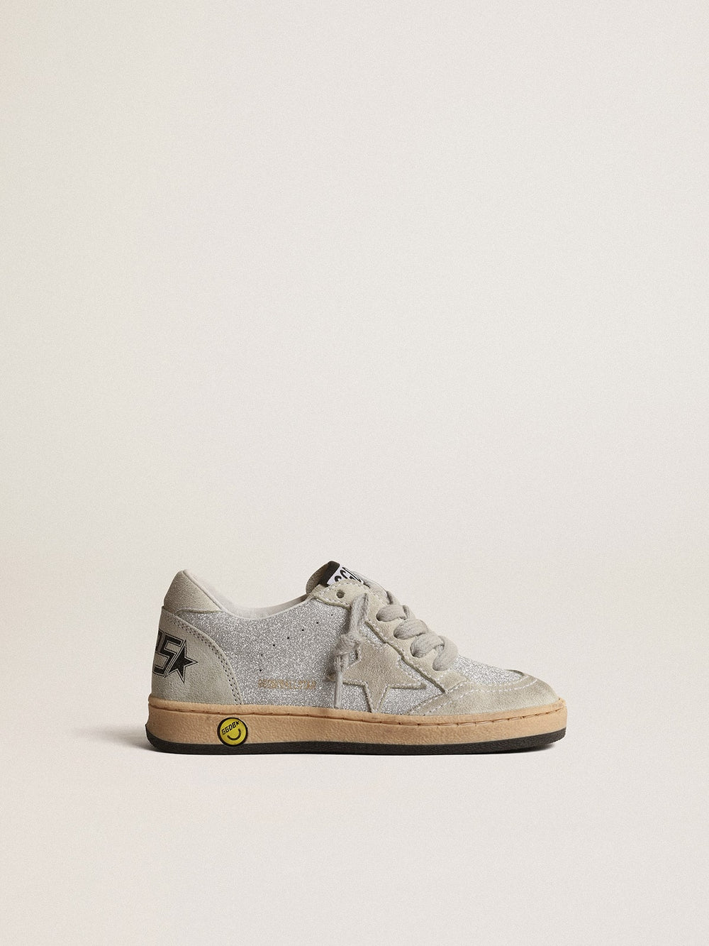 Golden Goose Ball Star Junior in glitter with ice-gray suede inserts