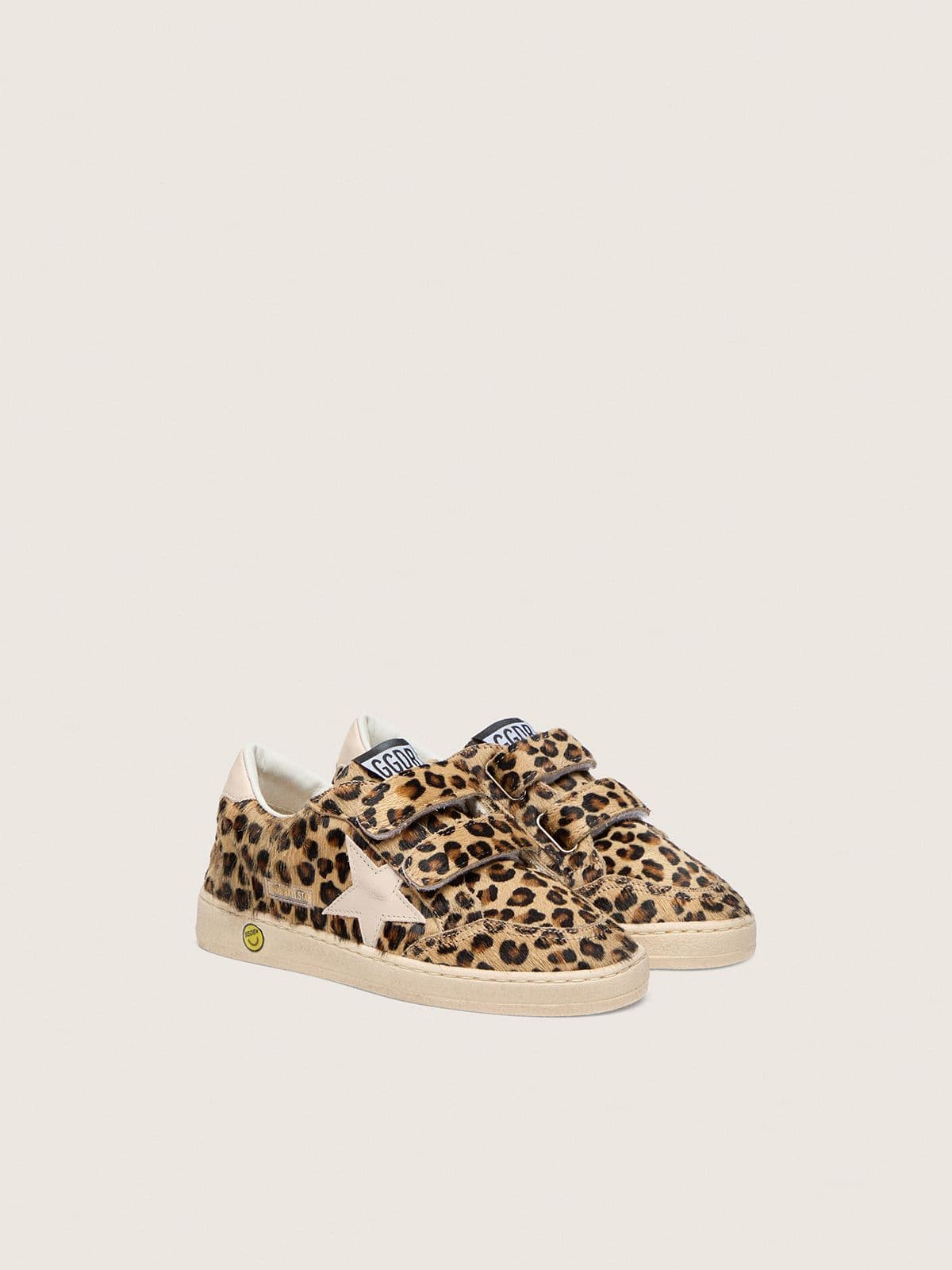Golden Goose Junior Ball Star in leopard-print pony skin with pink leather star and heel tab