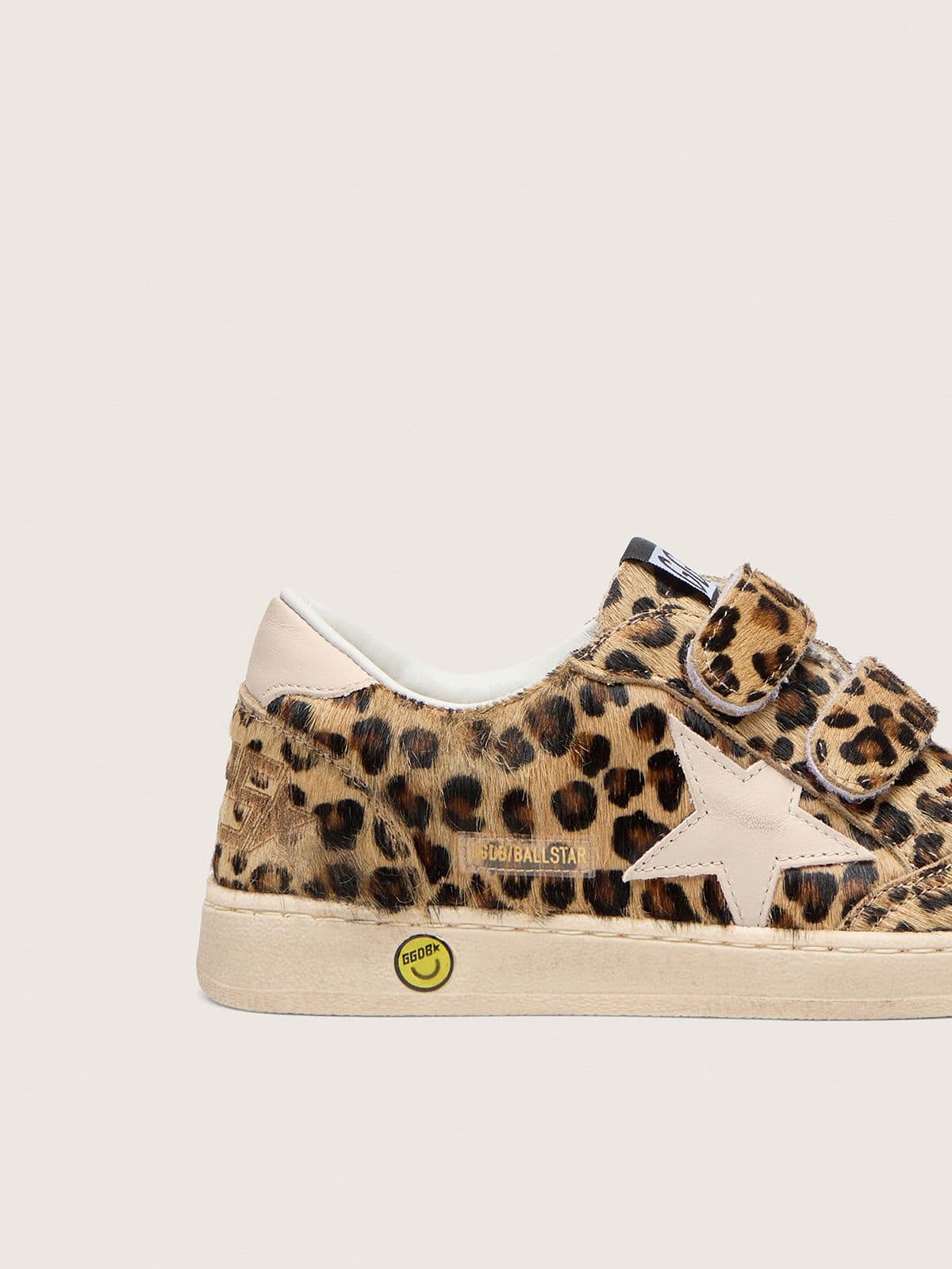 Golden Goose Junior Ball Star in leopard-print pony skin with pink leather star and heel tab
