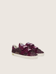 Golden Goose Junior Old School in burgundy glitter with burgundy suede star and heel tab