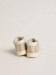 Golden Goose Junior June in sand-colored metallic suede with white leather star and heel tab