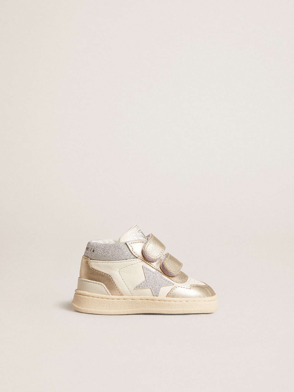Golden Goose June Junior in nappa and metallic leather inserts with glitter star