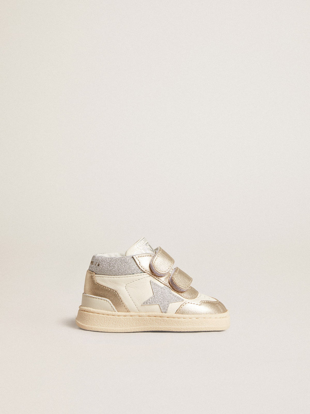 Golden Goose June Junior in nappa and metallic leather inserts with glitter star