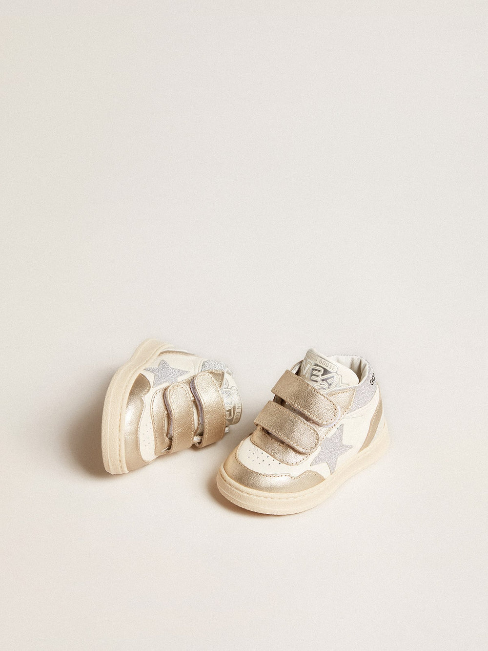 Golden Goose June Junior in nappa and metallic leather inserts with glitter star