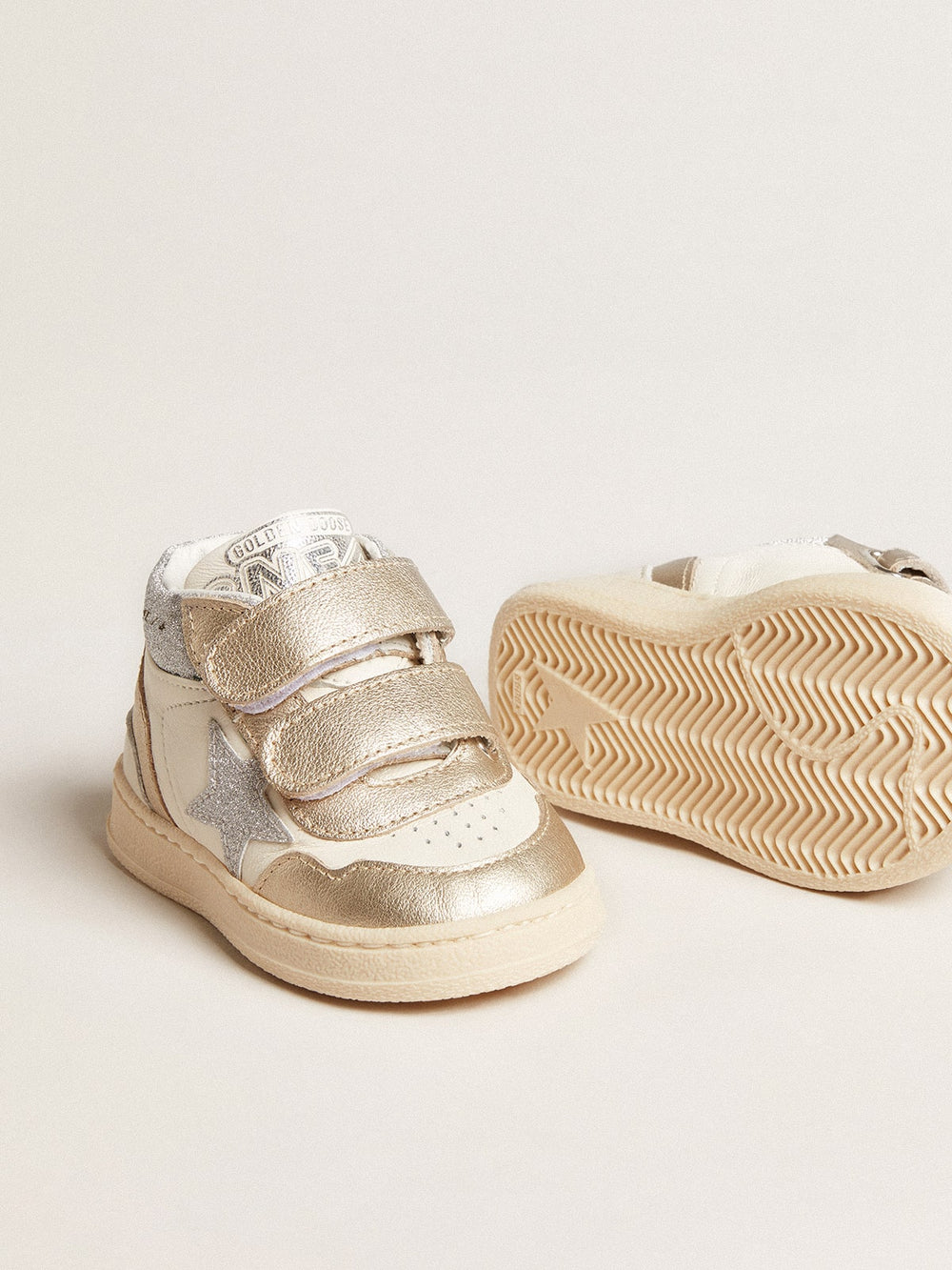 Golden Goose June Junior in nappa and metallic leather inserts with glitter star