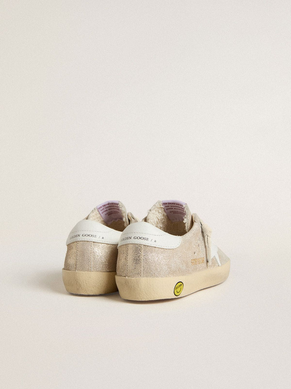 Golden Goose Junior Super-Star in sand-colored laminated-effect suede with white leather star