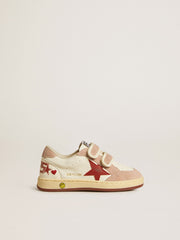 Golden Goose Ball Star Junior in nappa with nappa star and pink suede heel tab