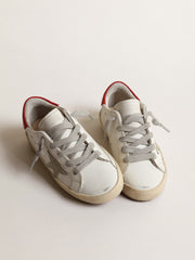 Golden Goose Super-Star Junior with suede star and red leather heel tab