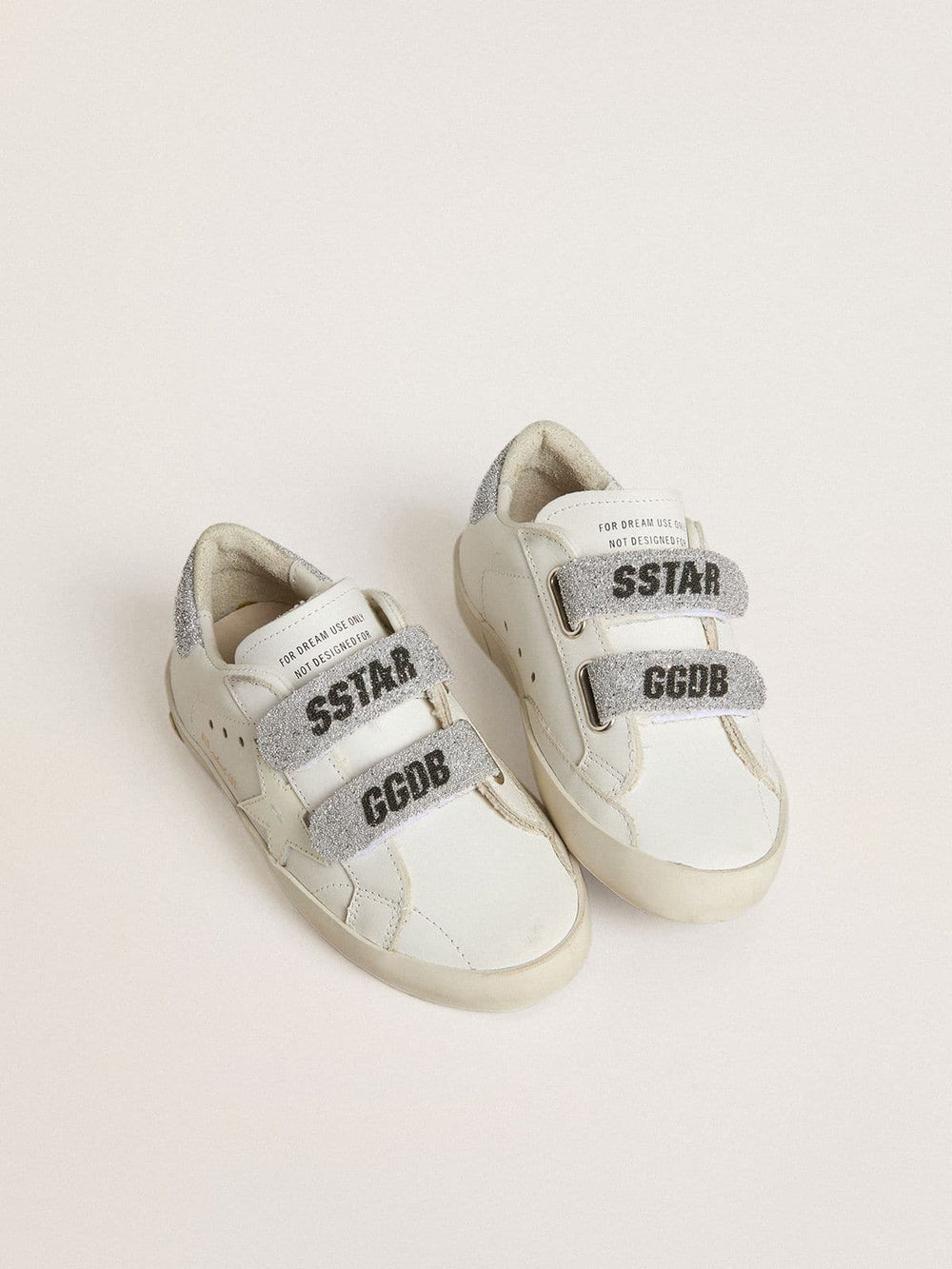 Golden Goose Junior Old School with silver Swarovski crystal heel tab and straps