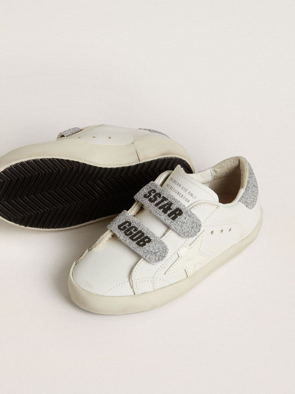 Golden Goose Junior Old School with silver Swarovski crystal heel tab and straps