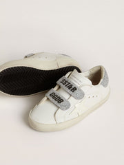 Golden Goose Junior Old School with silver Swarovski crystal heel tab and straps