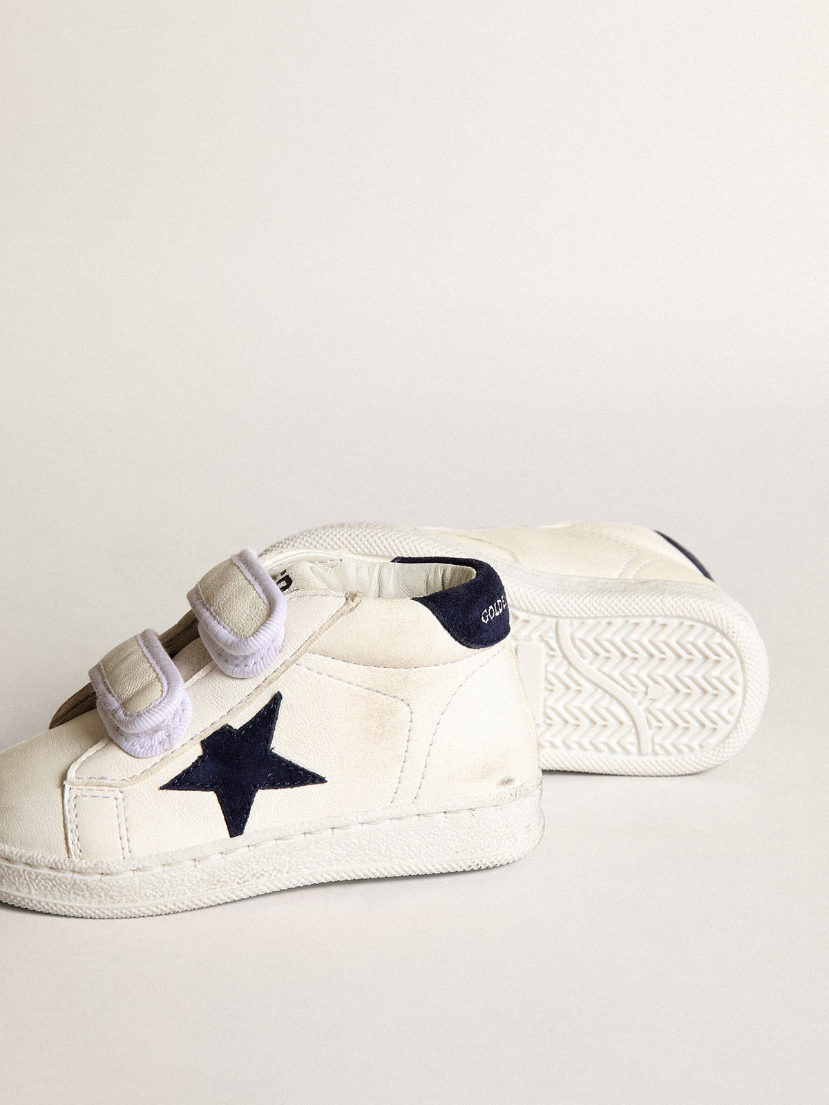Golden Goose June Junior in nappa with dark blue suede star and heel tab