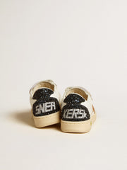 Golden Goose Junior Ball Star in white nappa with glitter star, heel tab and heel
