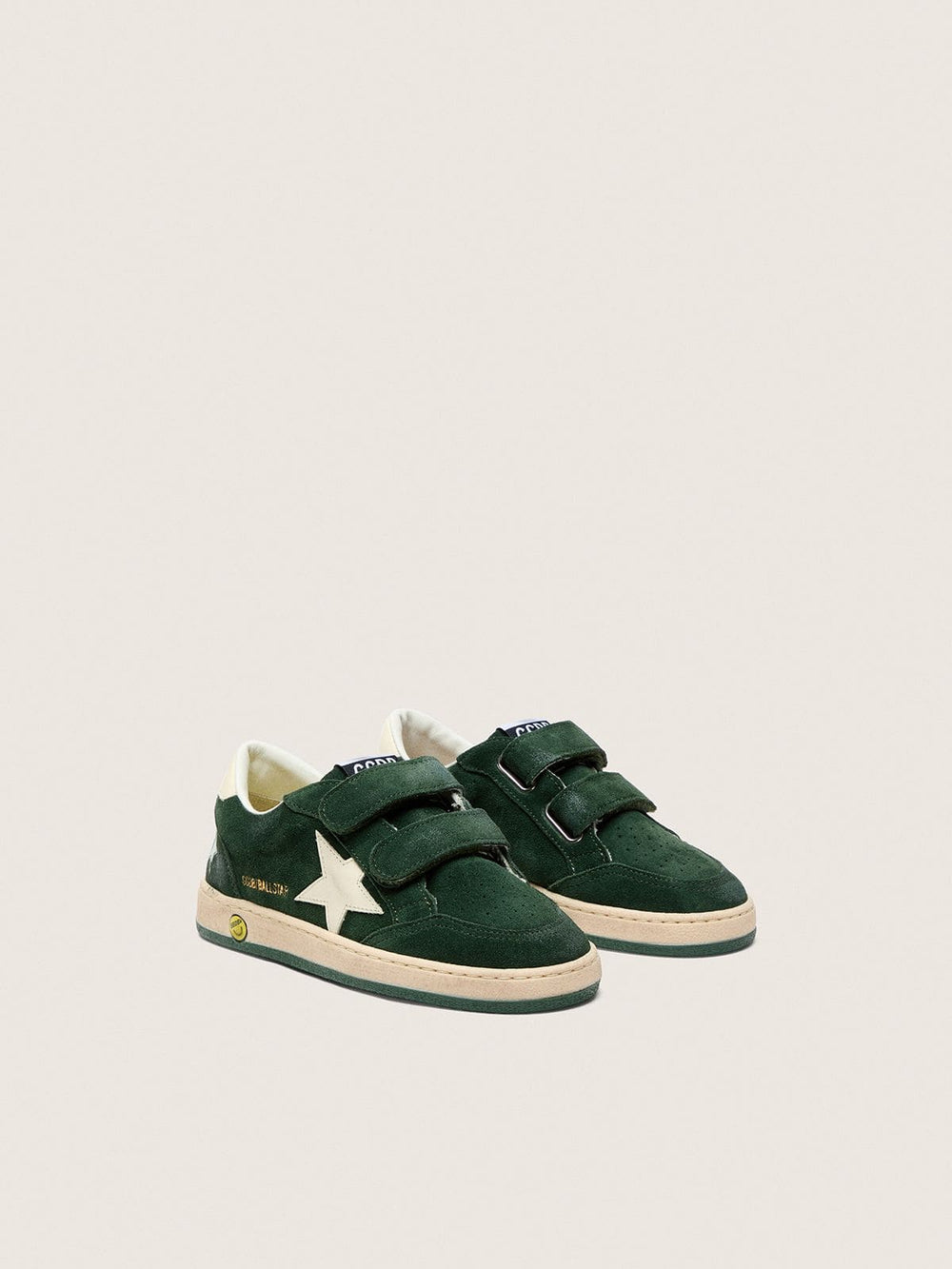 Golden Goose Junior Ball Star in forest-green suede with cream leather star and heel tab