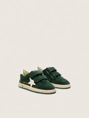 Golden Goose Junior Ball Star in forest-green suede with cream leather star and heel tab