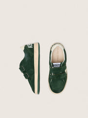 Golden Goose Junior Ball Star in forest-green suede with cream leather star and heel tab