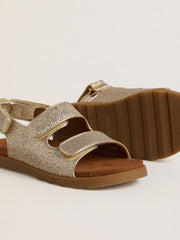 Golden Goose Noa Young sandals in micro-glitter and platinum leather