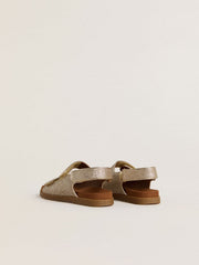 Golden Goose Noa Young sandals in micro-glitter and platinum leather