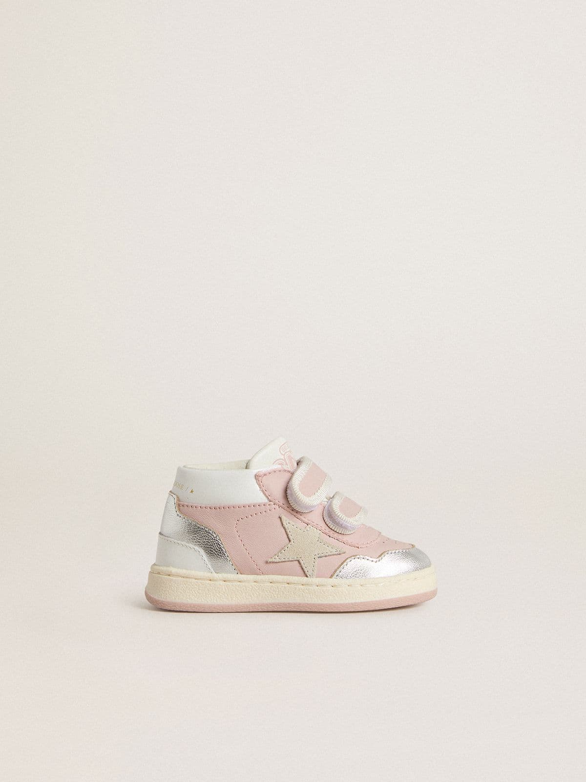 Golden Goose Junior June in pink leather with metallic leather inserts and suede star