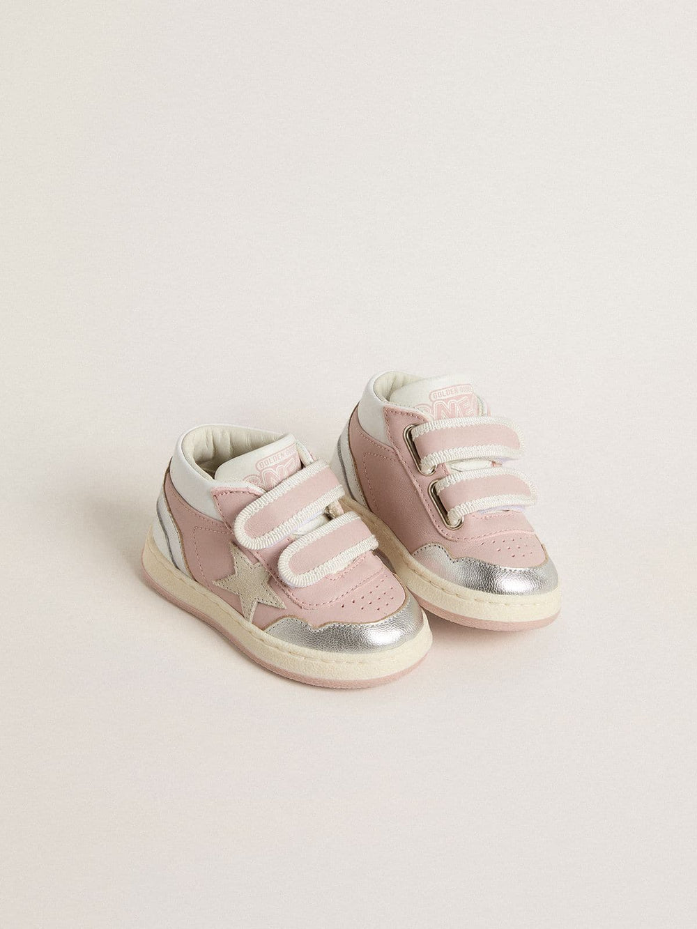 Golden Goose Junior June in pink leather with metallic leather inserts and suede star