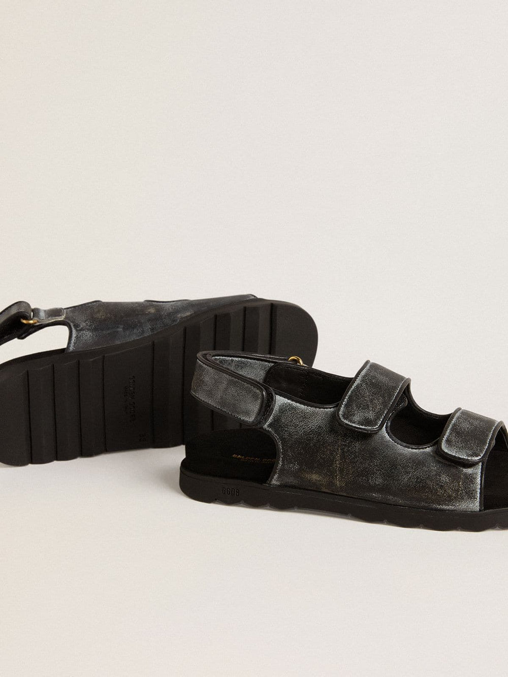 Golden Goose Noa Junior sandals in distressed black leather