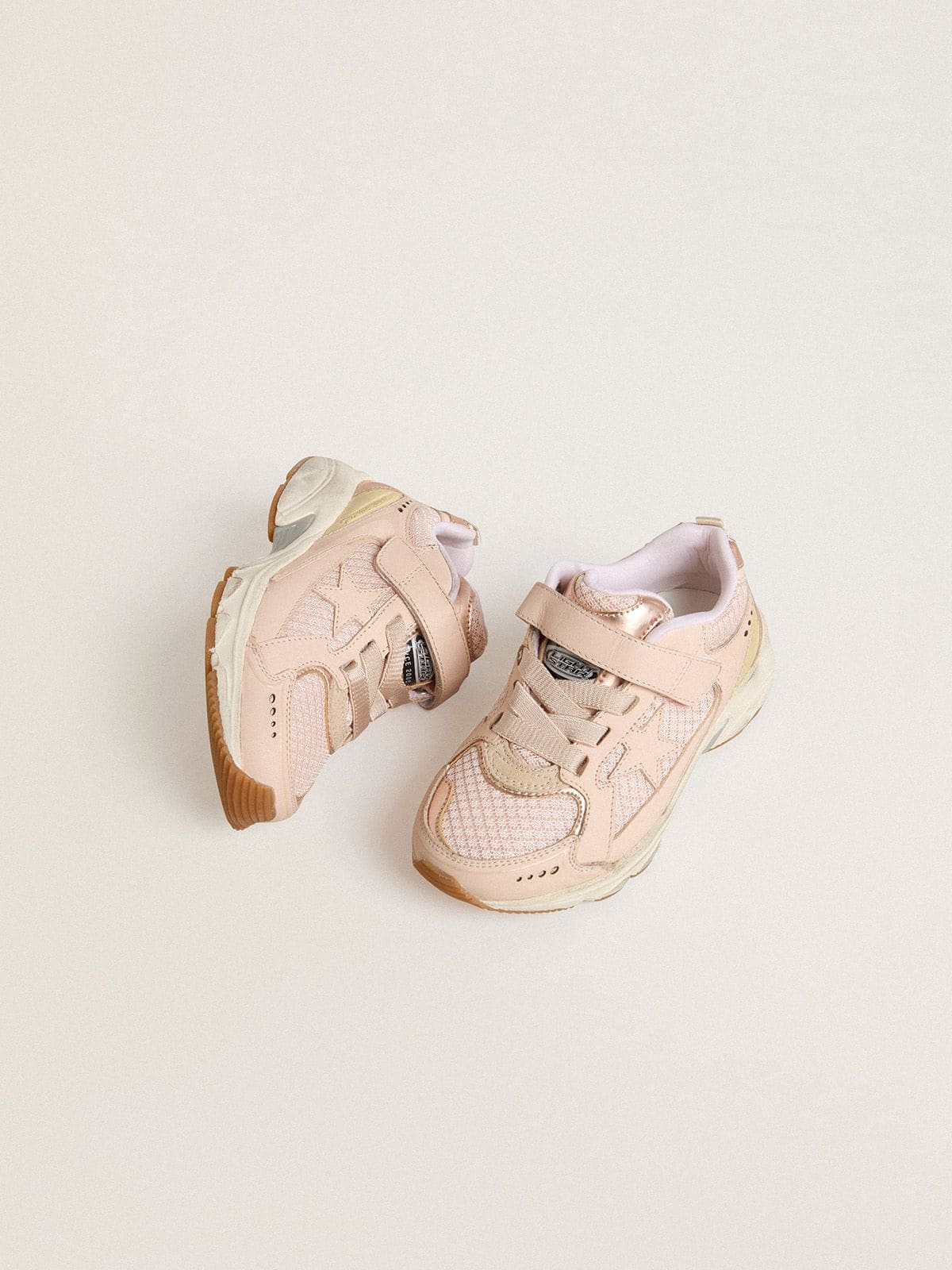 Golden Goose Junior Lightstar in pink leather and mesh with pink leather star