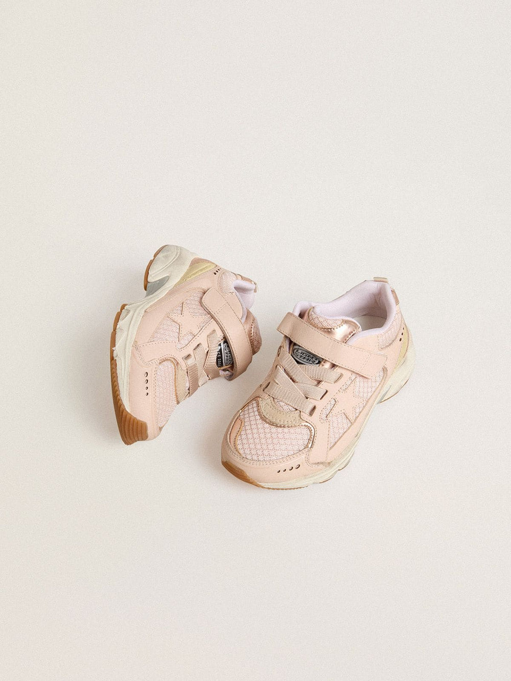 Golden Goose Junior Lightstar in pink leather and mesh with pink leather star