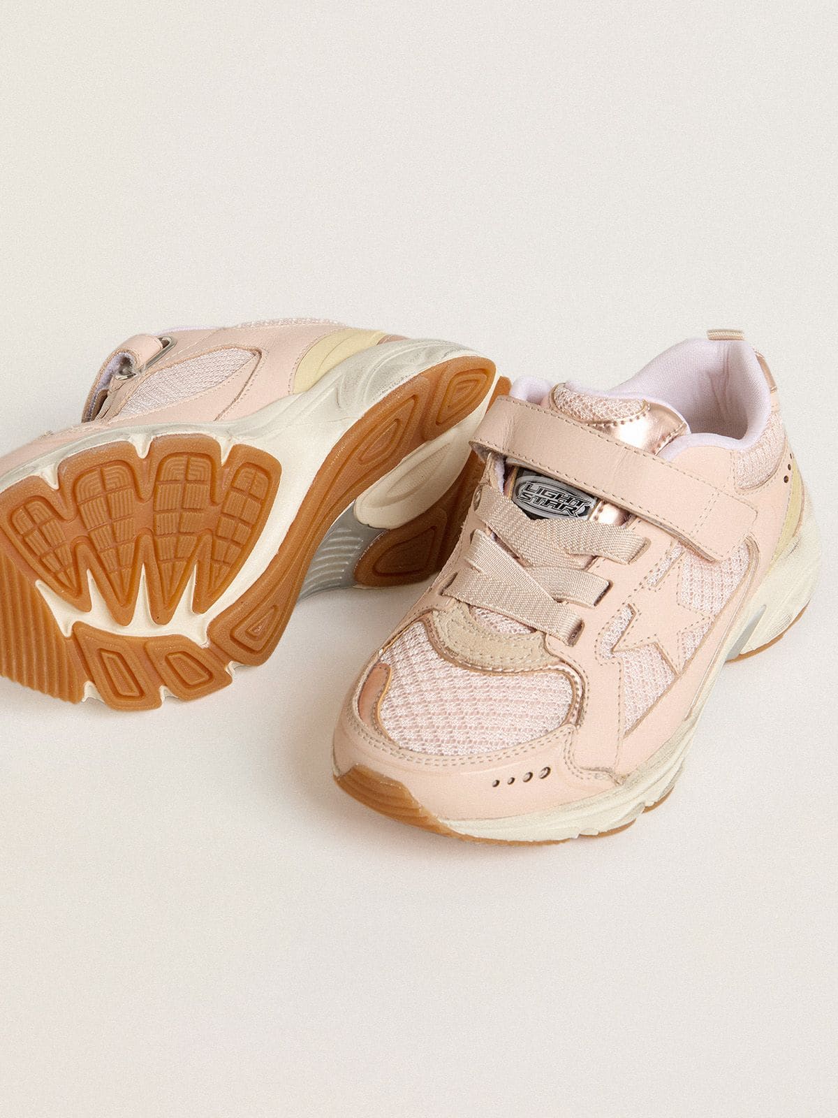 Golden Goose Junior Lightstar in pink leather and mesh with pink leather star