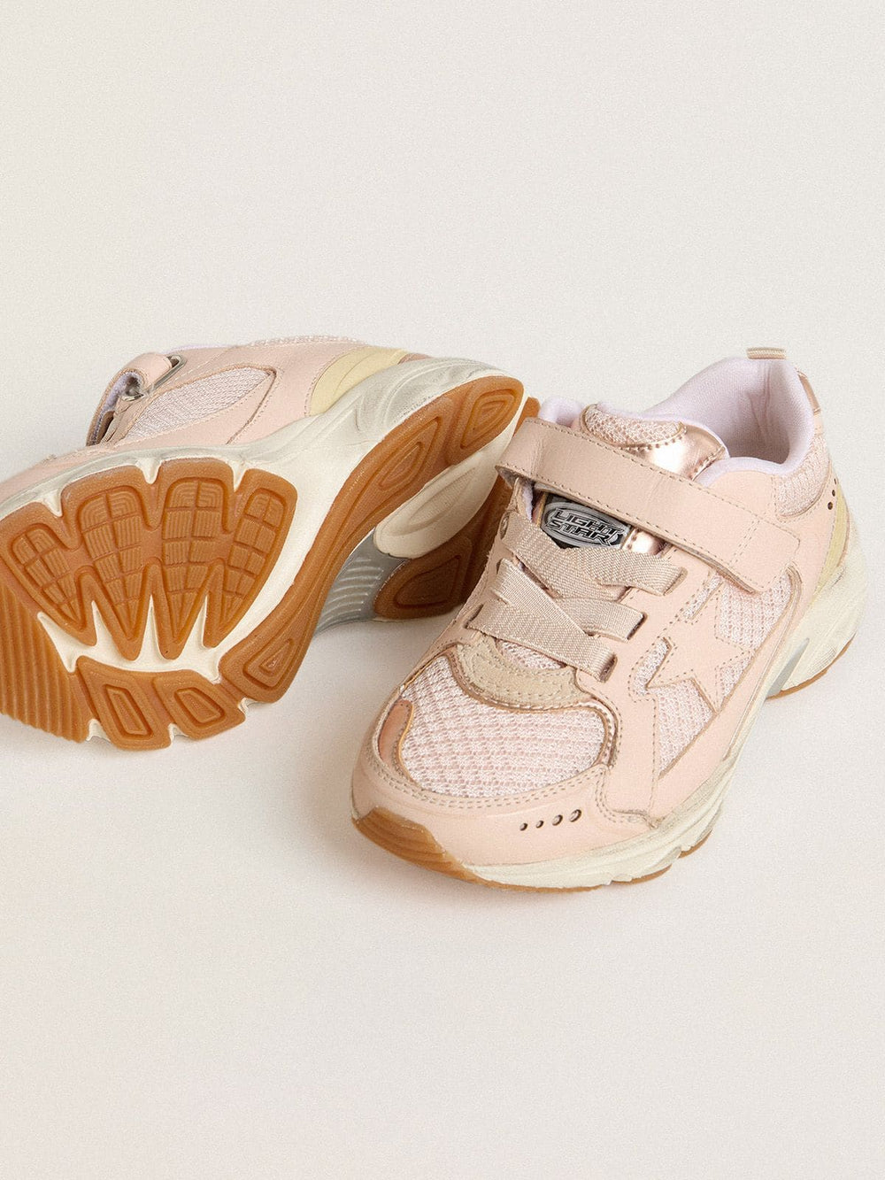 Golden Goose Junior Lightstar in pink leather and mesh with pink leather star