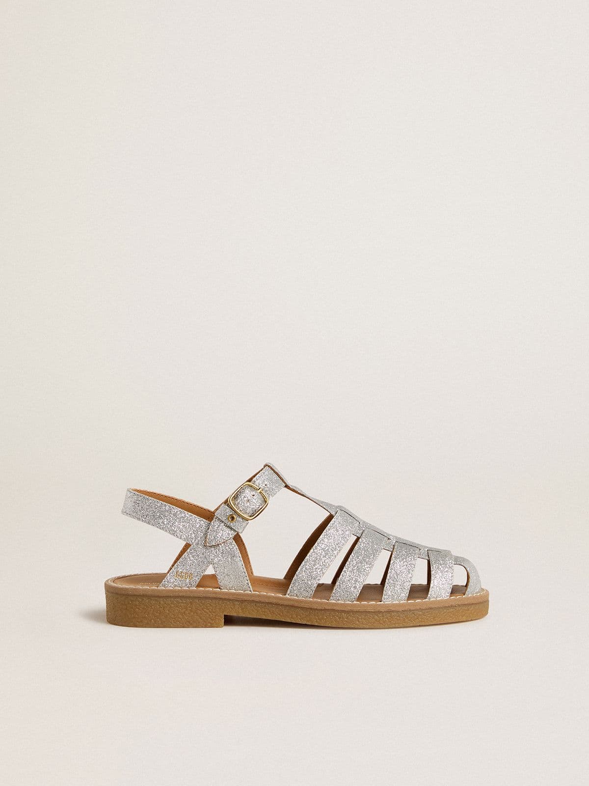 Golden Goose Maxime Young sandals in silver micro-glitter