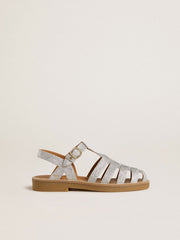 Golden Goose Maxime Young sandals in silver micro-glitter