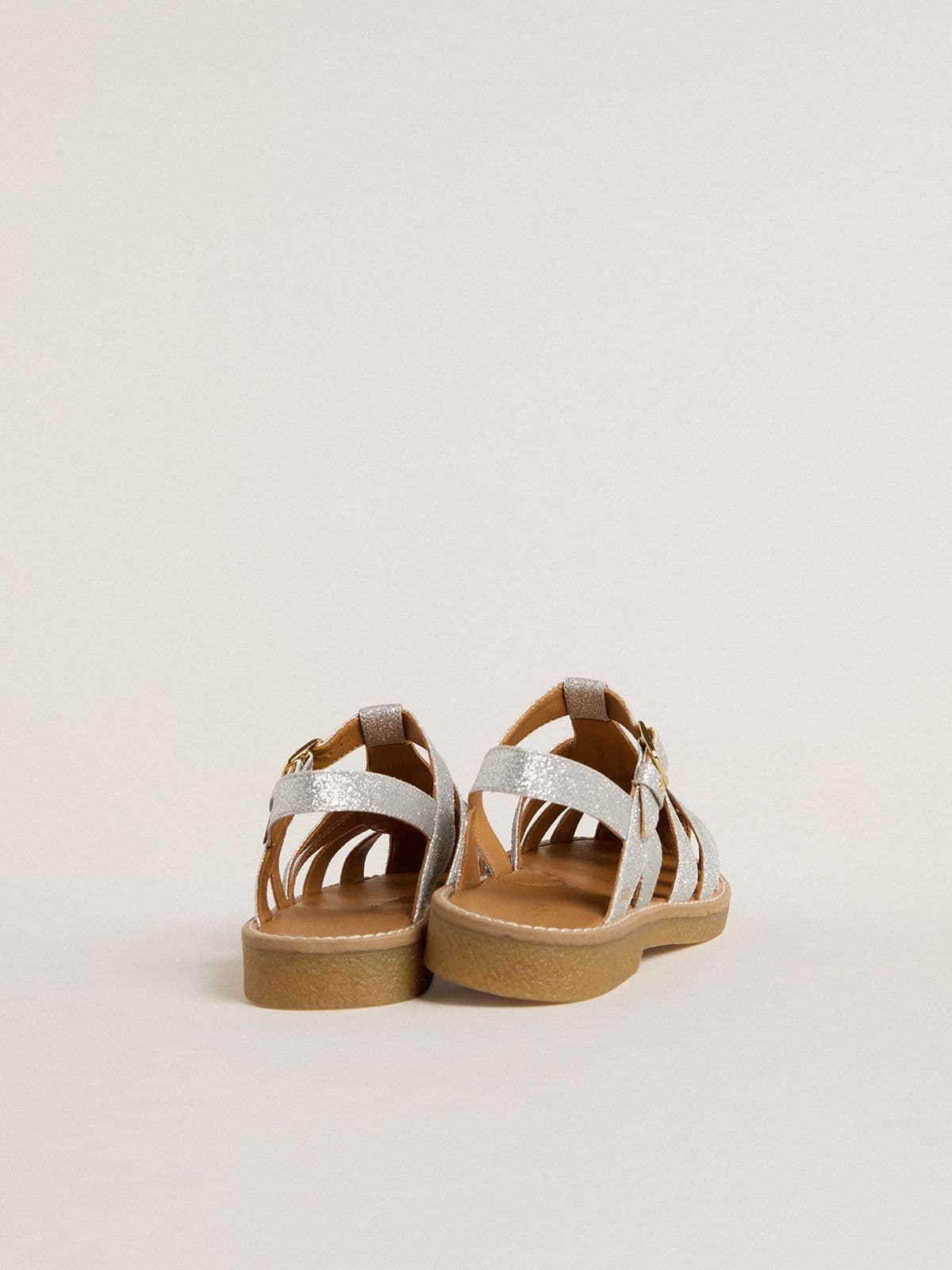 Golden Goose Maxime Young sandals in silver micro-glitter