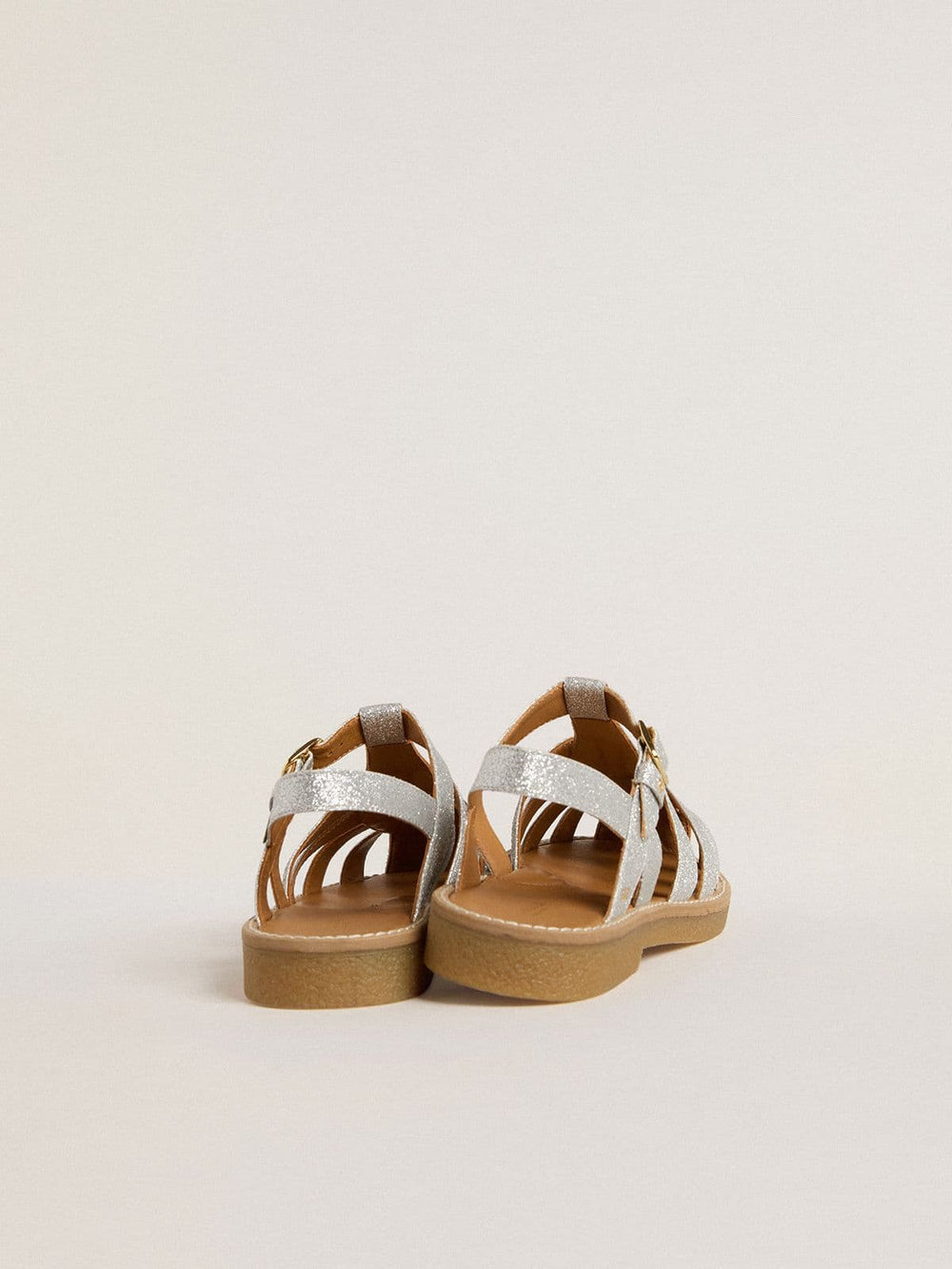 Golden Goose Maxime Young sandals in silver micro-glitter