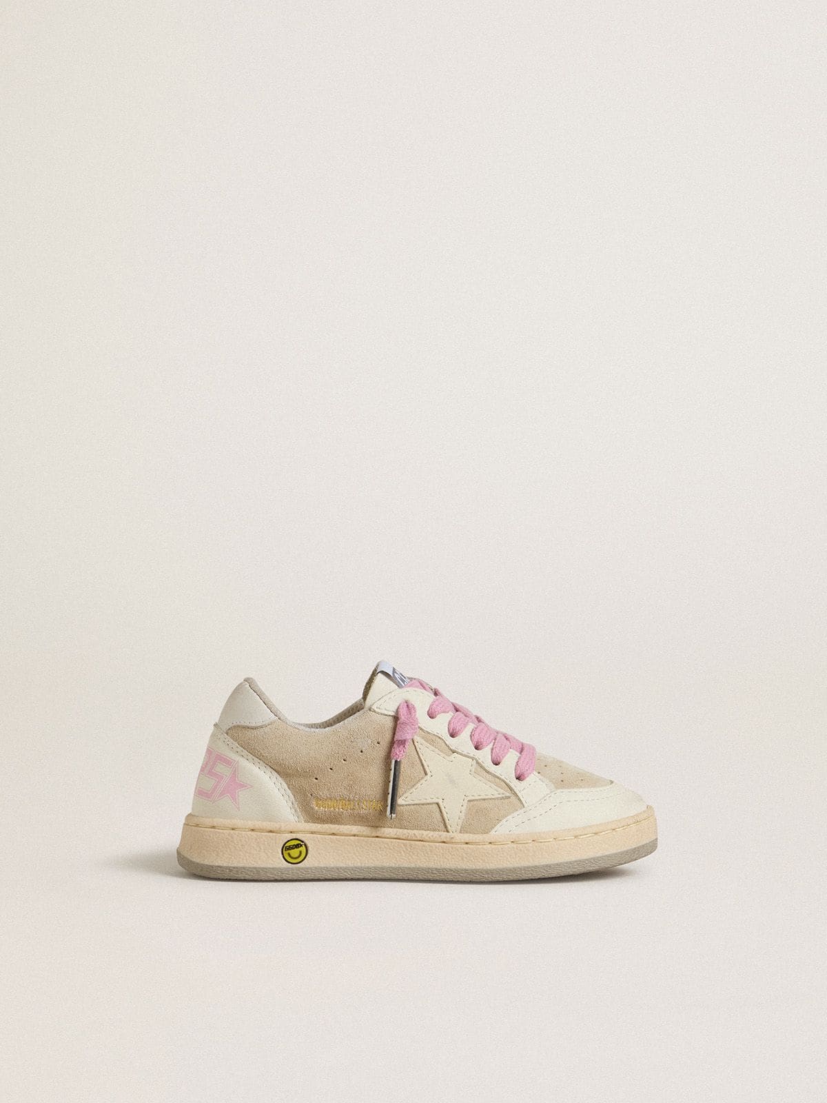 Golden Goose Junior Ball Star in pearl suede with leather star and heel tab