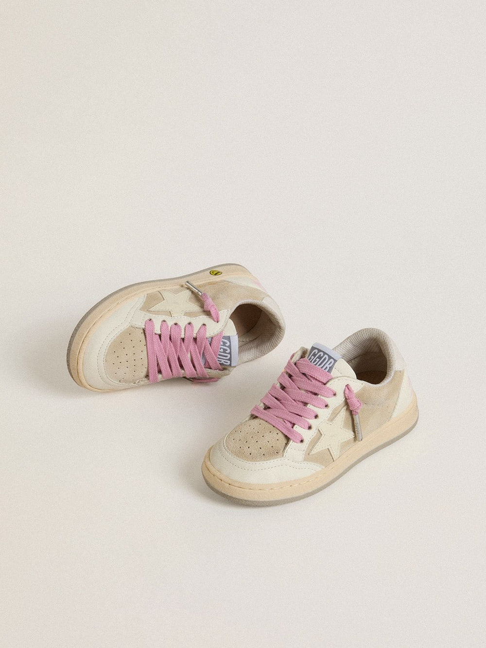 Golden Goose Junior Ball Star in pearl suede with leather star and heel tab