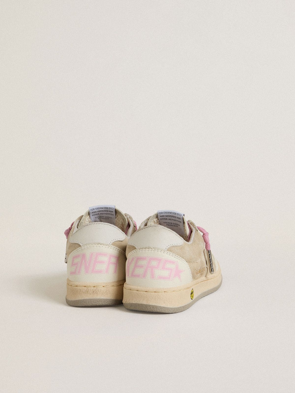 Golden Goose Junior Ball Star in pearl suede with leather star and heel tab