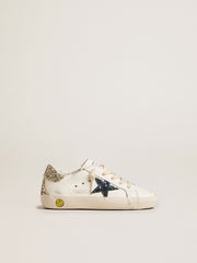 Golden Goose Junior Super-Star in leather with glitter star and heel tab