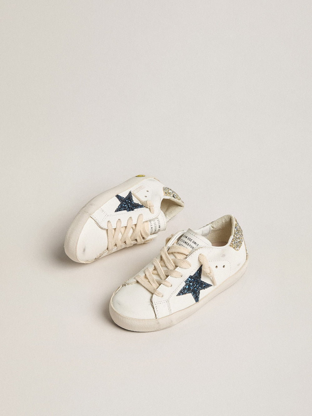 Golden Goose Junior Super-Star in leather with glitter star and heel tab