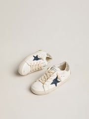 Golden Goose Junior Super-Star in leather with glitter star and heel tab