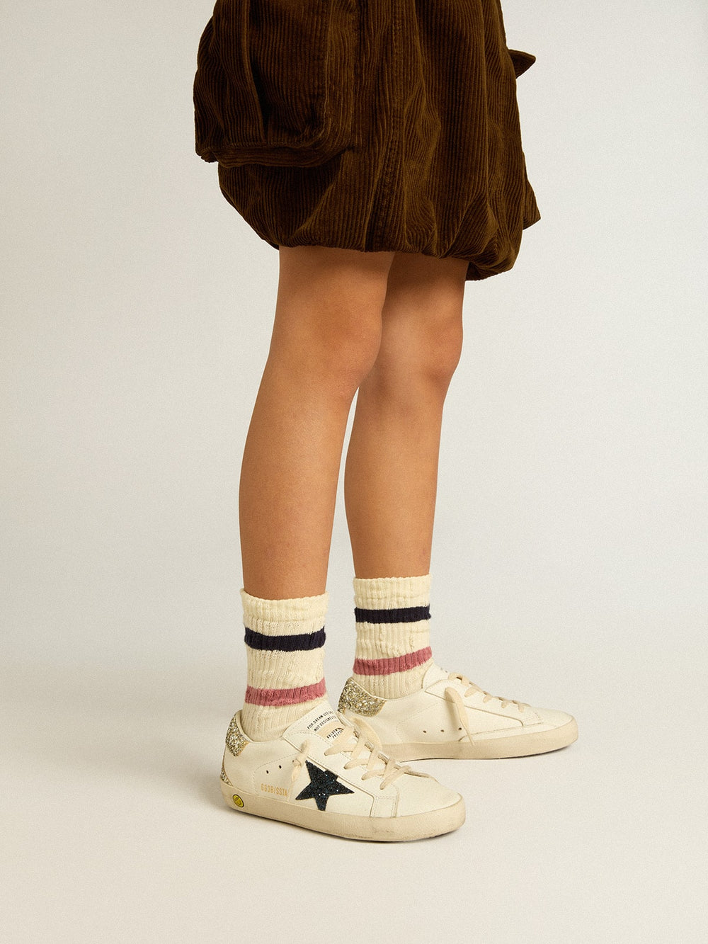 Golden Goose Junior Super-Star in leather with glitter star and heel tab