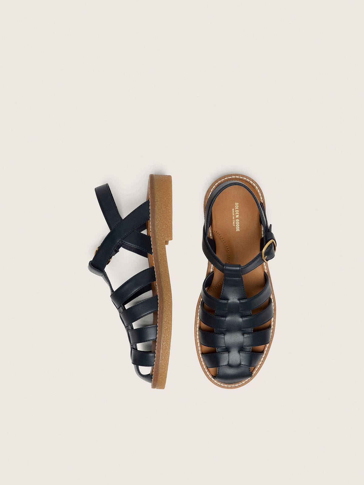 Golden Goose Junior Maxime sandals in navy-blue leather