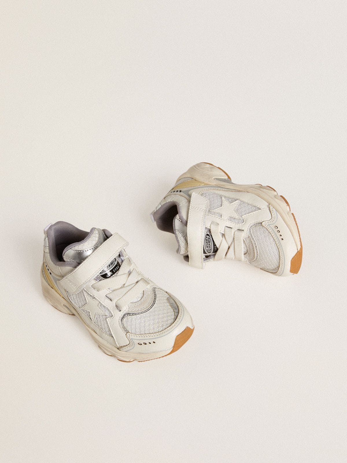 Golden Goose Junior Lightstar in white leather and mesh with white leather star