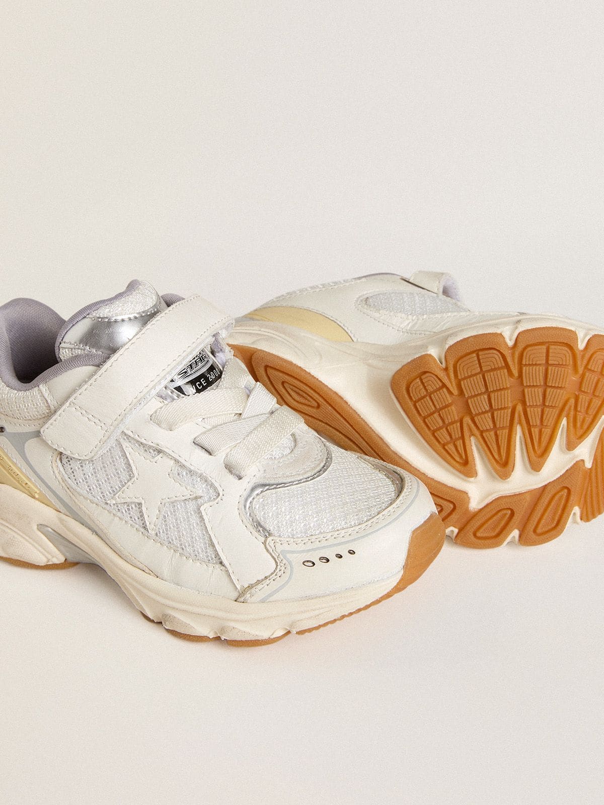 Golden Goose Junior Lightstar in white leather and mesh with white leather star