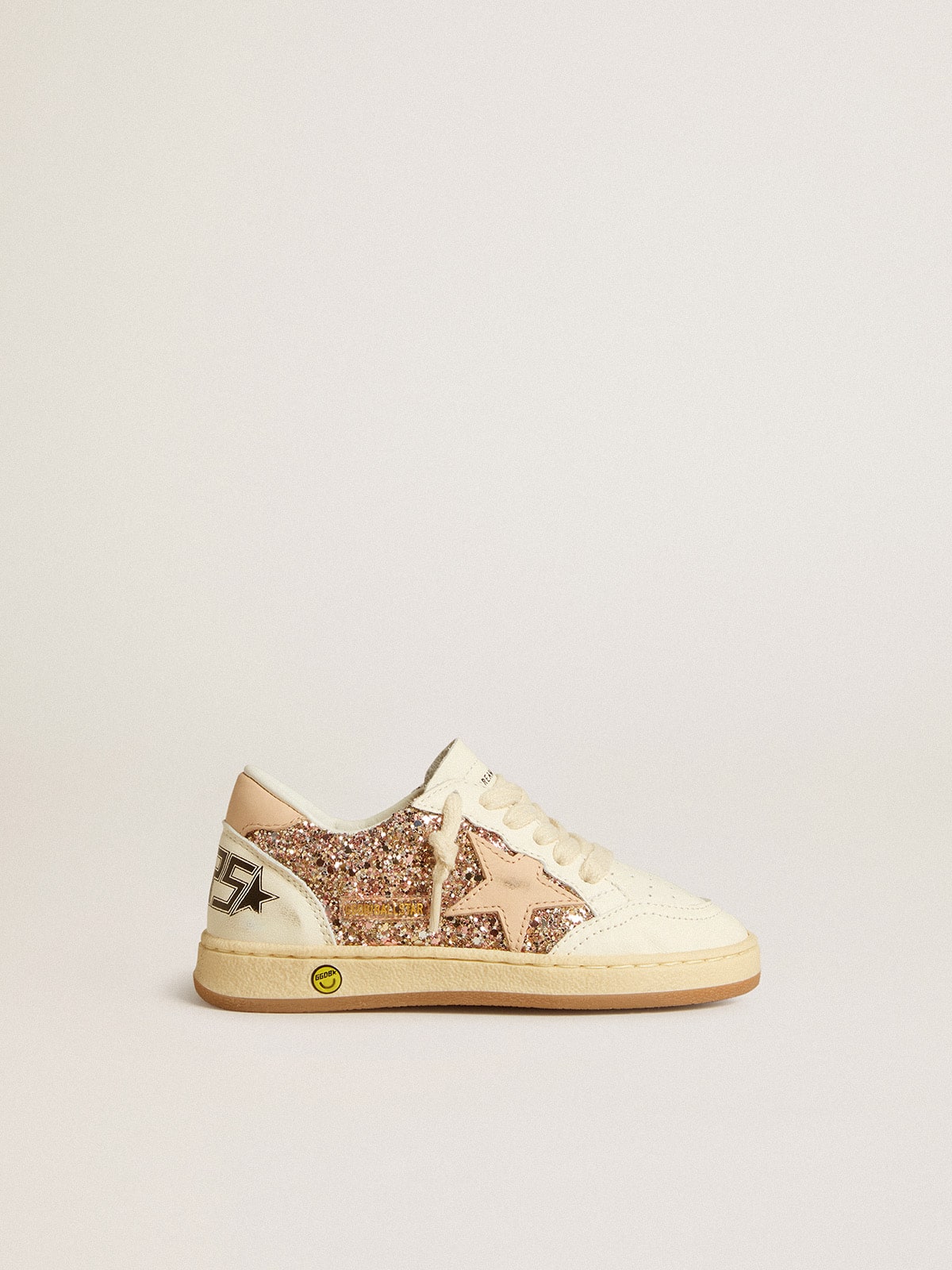 Golden Goose Ball Star Junior in glitter and nappa with leather star and heel tab