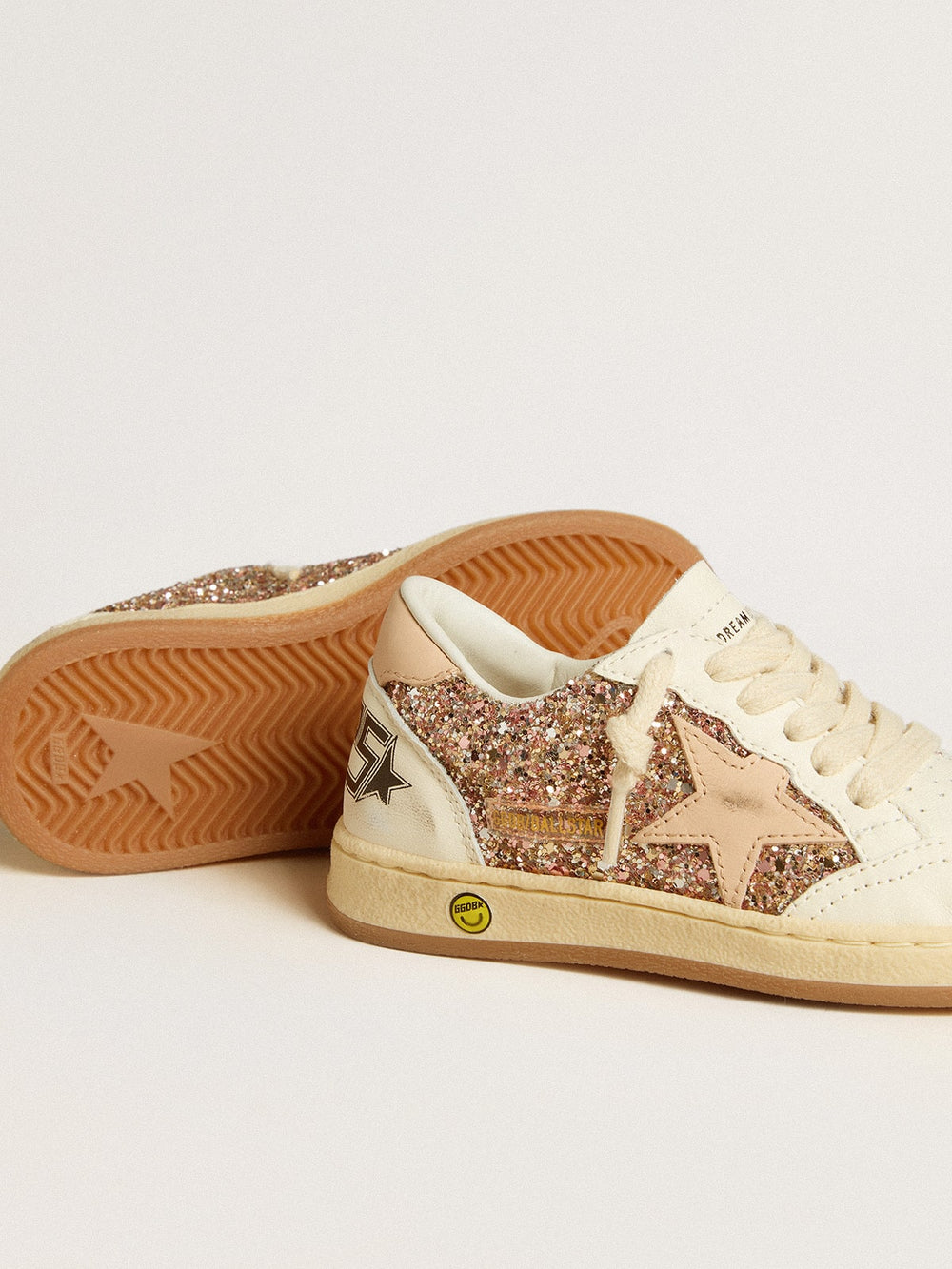 Golden Goose Ball Star Junior in glitter and nappa with leather star and heel tab