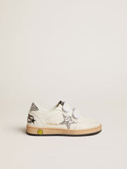 Golden Goose Ball Star Junior in nappa with silver glitter star and heel tab