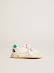Golden Goose Junior Ball Star with silver star and green suede heel tab