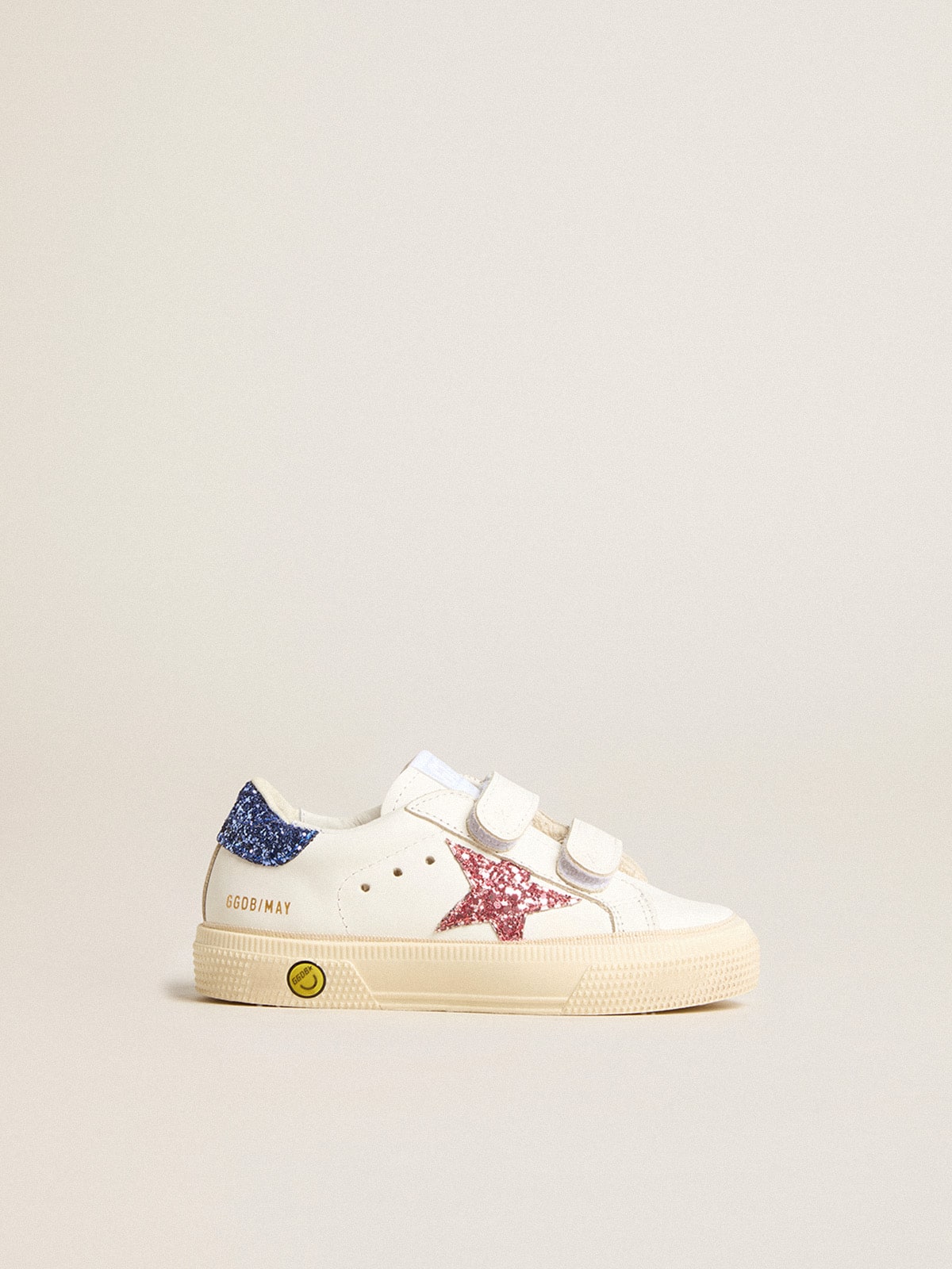 Golden Goose Junior May School in leather with glitter star and heel tab
