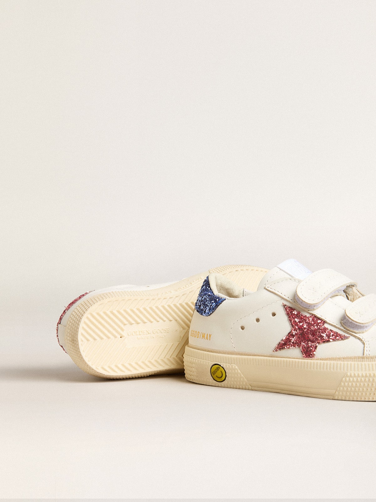 Golden Goose Junior May School in leather with glitter star and heel tab