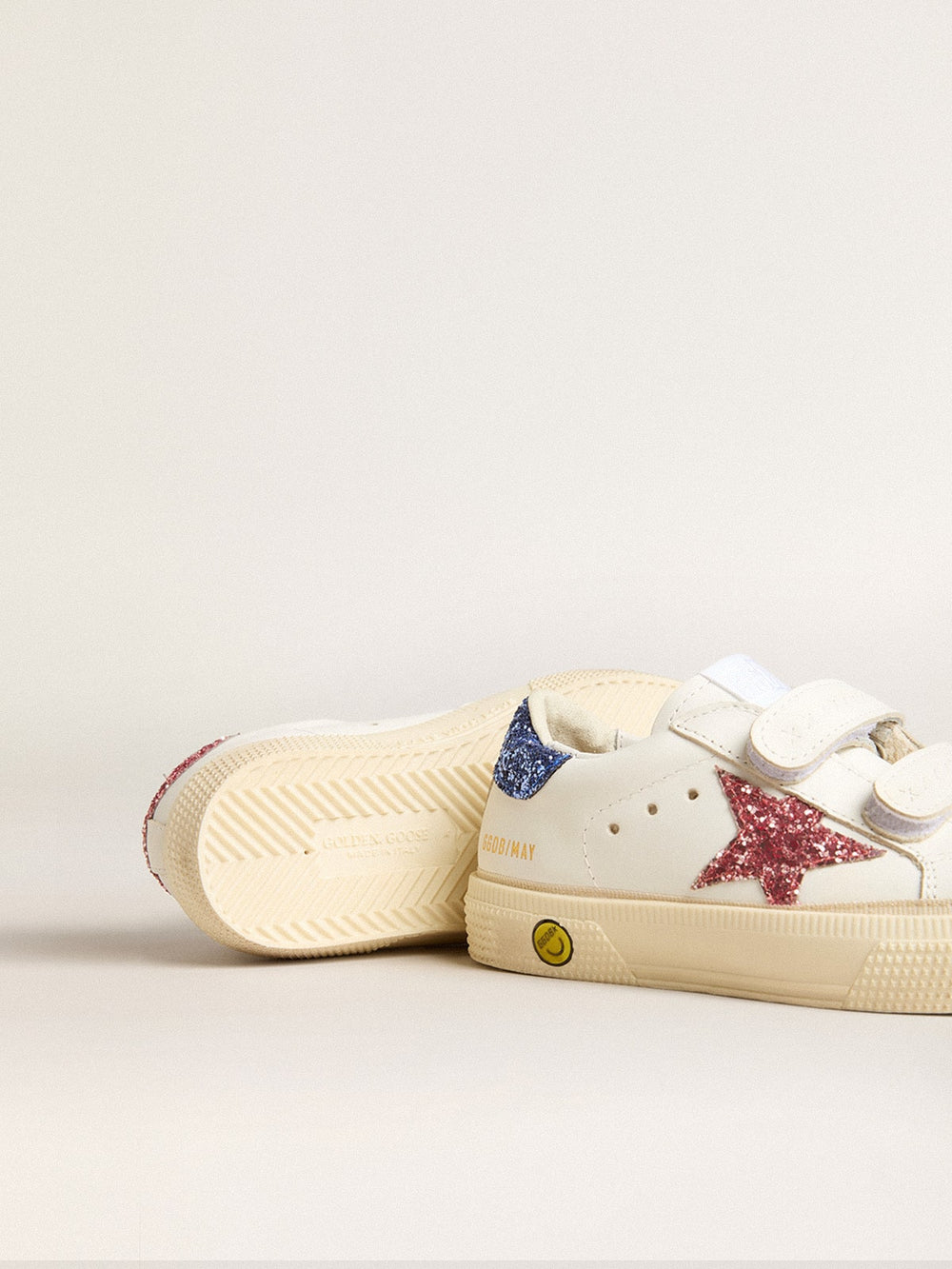Golden Goose Junior May School in leather with glitter star and heel tab